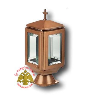 Rectangular Cenotaph Oil Candle With Cross in the Top Simple Line Crystal