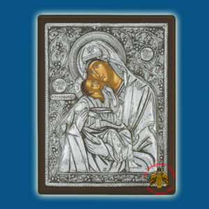 Holy Virgin Mary Theotokos Panagia Glikofilousa (Ambelos) Silver Holy Icon