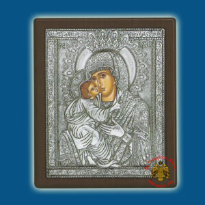 Holy Virgin Mary Theotokos Panagia Glykofilousa Byzantine Silver Holy Icon