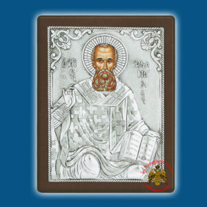 Saint Athanasios Silver Holy Icon
