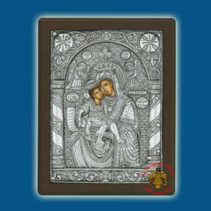 Holy Virgin Mary Theotokos Panagia Axion Esti Silver Holy Icon