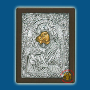 Holy Virgin Mary Theotokos Panagia Glykofilousa Silver Holy Icon
