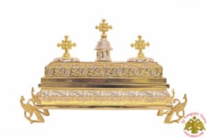 Reliquary Box Church Style Gold Plated with Opening Lid 33x13x24cm