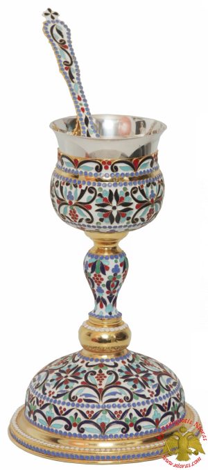 Orthodox Holy Communion Chalice Set Byzantine Style Enamel 0.35t