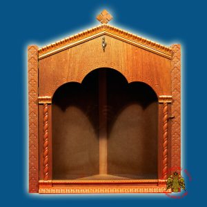 Iconostasis Icon Wooden Case Corner C Natural Coloured Natural Polished Color Brown