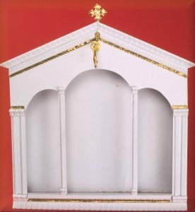 Εικονοστάσι Ξύλινο Ίσιο με Κολώνες Λευκό Χρώμα