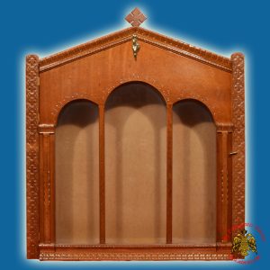 Iconostasis Icon Wooden Case Flat A' with Columns Brown Polished Color