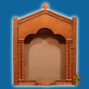 Iconostasis Icon Wooden Case Flat B With Base for Oil Candle Brown Polished Color