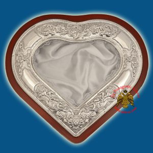 Heart Wedding Crown Metal Decoration Wooden Case
