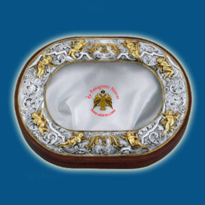 Στεφανοθήκη Ασημένια με Επίχρυσες Λεπτομέριες Σχέδιο Β