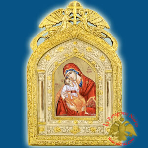 Angels Frame Holy Icon of Theotokos Panagia Paper Icon