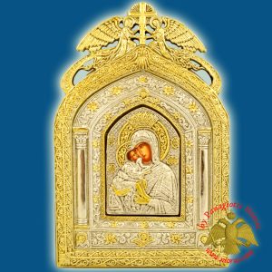 Holy Icon of Theotokos Panagia with Angels Frame 14x20cm