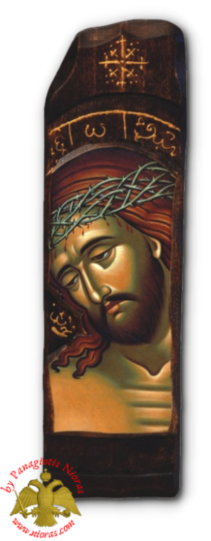 Antique Holy Christ the Bridegroom Icon in Carved Shape Natural Wood