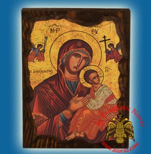 Byzantine Wooden Icon Panagia Amolintos