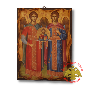 Byzantine Wooden Icon Antique Style Holy Archangels