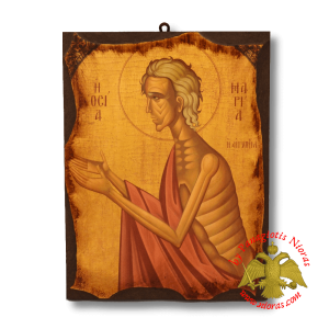 Ξύλινη Ανάγλυφη Εικόνα σε Φυσικό Ξύλο Άγια Μαρία η Αιγυπτία