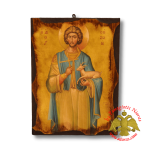 Byzantine Wooden Icon Antique Style Saint Sozon