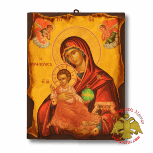 Byzantine Wooden Icon Antique Style Saint Theotokos Therapevousa