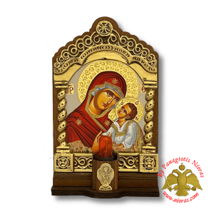 Traditional Orthodox Greek Iconostasis with Electric Lamp 26x14x5cm