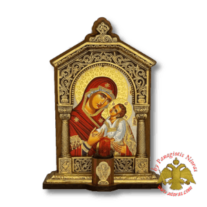 Traditional Orthodox Greek Iconostasis with Electric Lamp 26x18x5cm