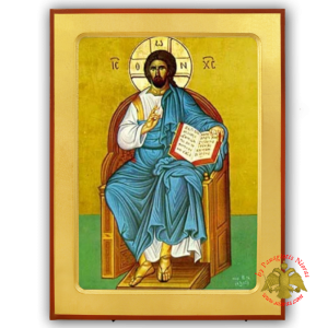 Christ Blessing Enthroned Vranos Nicholas Byzantine Wooden Icon