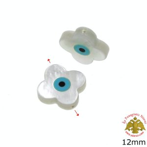 Martiriko Cross Shaped Shell White Evil Eye - 10 pcs