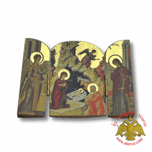 Τρίπτυχο Εικόνισμα 10x7εκ. Χαρτί Με Φύλλο Χρυσού