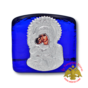 Theotokos Icon on Blown Glass A 6.5x7.5cm