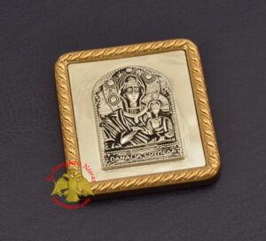 Magnetic Orthodox Icon Theotokos Panagia Soumela in Golden Frame 35x40mm