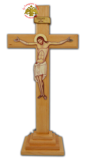 Ξύλινος Σταυρός Φυσικό Χρώμα Με Βάση 50x100cm