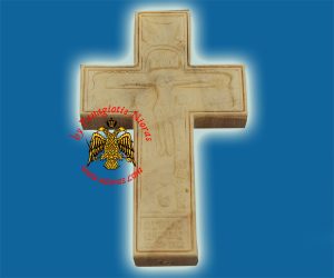 Wooden Orthodox Cross Double Sided Baptism and Crucifixion 7x11cm