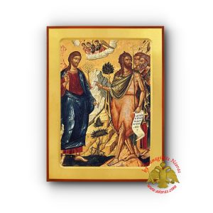 Ο ΧΡΙΣΤΟΣ ΚΑΙ Ο ΑΓΙΟΣ ΙΩΑΝΝΗΣ Ο ΠΡΟΔΡΟΜΟΣ, “ΙΔΕ Ο ΑΜΝΟΣ ΤΟΥ ΘΕΟΥ Ο ΑΙΡΩΝ ΤΗΝ ΑΜΑΡΤΙΑΝ ΤΟΥ ΚΟΣΜΟΥ” ΒΥΖΑΝΤΙΝΗ ΞΥΛΙΝΗ ΕΙΚΟΝΑ