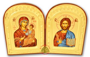 Δίπτυχη Εικόνα Μεταξοτυπία 13x21cm