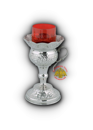 Orthodox Vigil Oil Candle Grape Design Nikel Plated 15cm