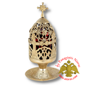 Cross Standing Oil Candle Brass 22cm