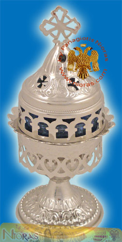 Cross Lace Design Standing Oil Candle Silver-plated