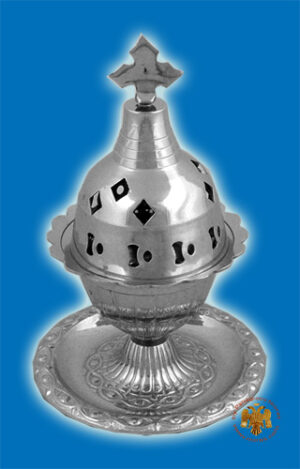 Standing Oil Candle With Cross in the Top Lid Nickel 16cm