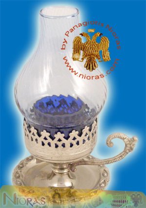 Standing Oil Candle with Glass Lamp Silver-plated