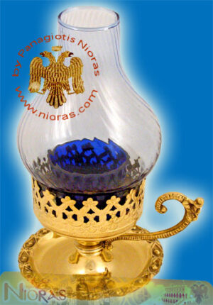 Standing Oil Candle with Glass Lamp Bronze