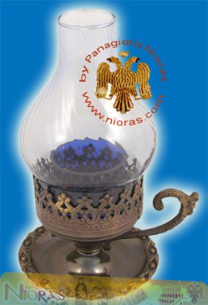 Standing Oil Candle with Glass Lamp Antique