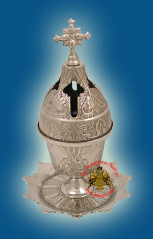 Standing Oil Candle With Crosses in the Top Lid Nickel