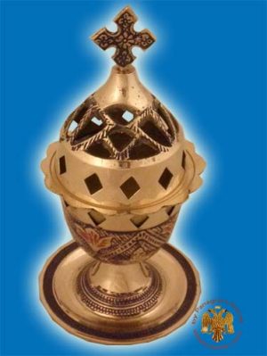 Brass Oil Candle Coloured Blue