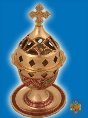 Brass Oil Candle Coloured Red