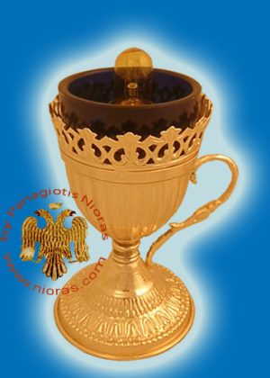 Metal Oil Candle With Artistic Handle Electric Gold Plated