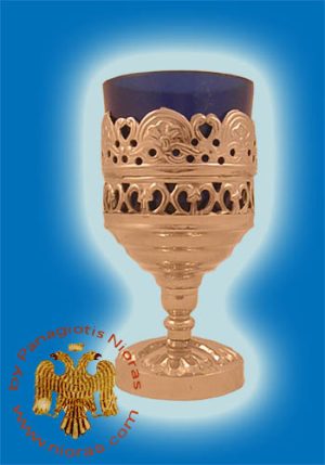 Metal Design Standing Vigil Oil Candle Nickel 12x6cm