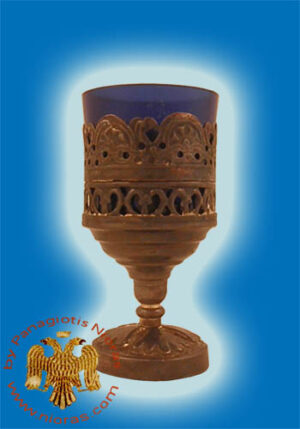 Metal Design Standing Vigil Oil Candle Antique 12x6cm