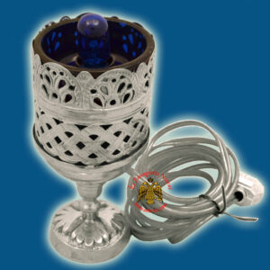 Orthodox Standing Vigil Oil Candle Lace Electric Brass SP