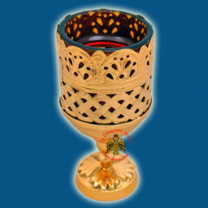 Orthodox Standing Vigil Oil Candle Lace Brass