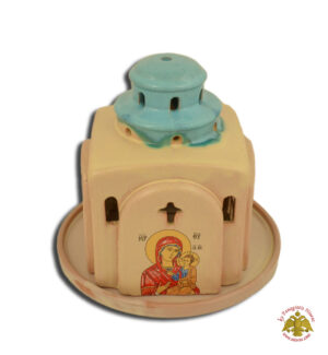 Ceramic Oil Candle Orthodox Church Metropolis Tirquaz Double Color 12x17cm