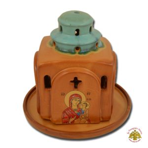 Ceramic Oil Candle Orthodox Church Metropolis Brown Tirquaz Double Color 12x17cm